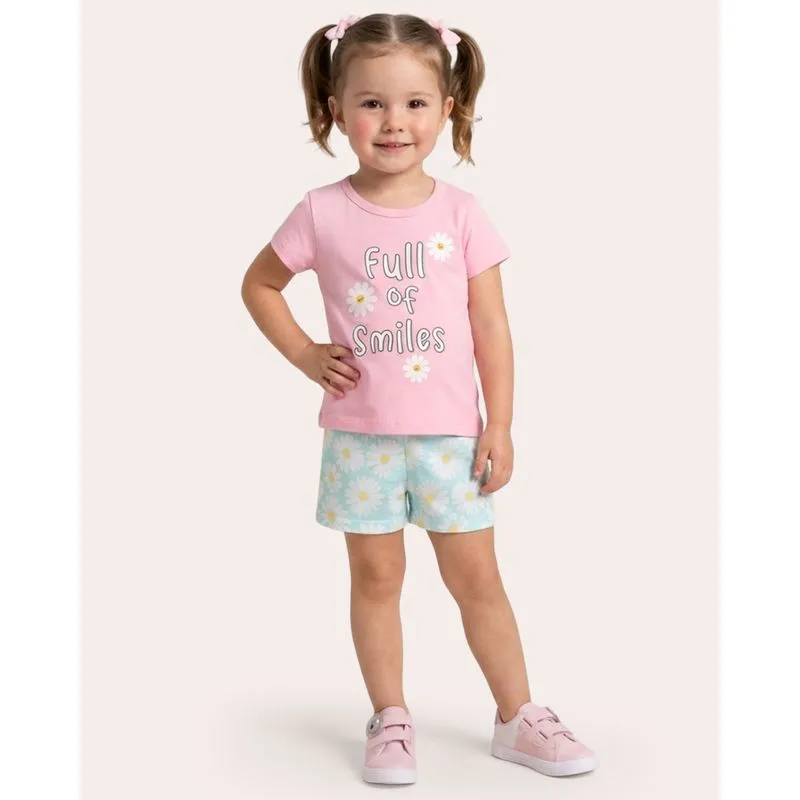 Conjunto Bebê Curto Estampa Flor Rosa 1