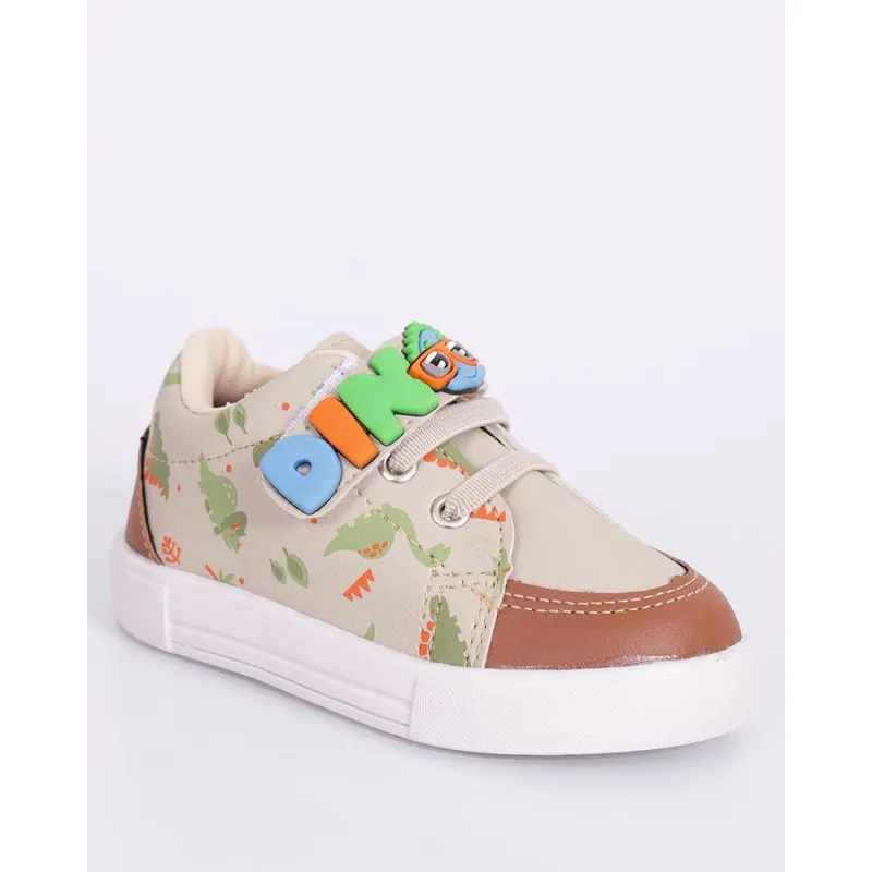 Tênis Bebê Casual Minipasso Dino com Velcro Bege 26