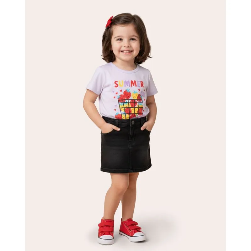 Blusa Bebê Estampa Morangos Manga Curta Branco 1