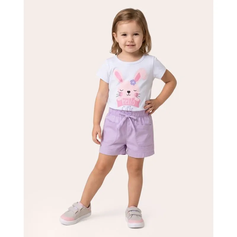 Blusa Bebê Estampa Frontal Coelho Manga Curta Branca 4