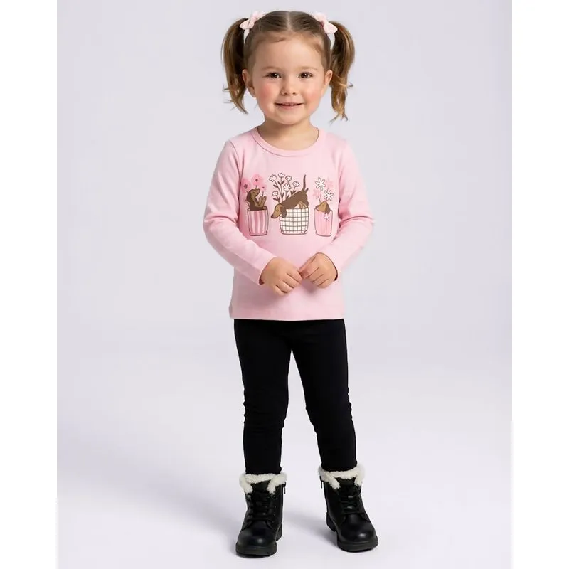 Blusa Bebê Algodão Estampa Manga Longa Rosa 4