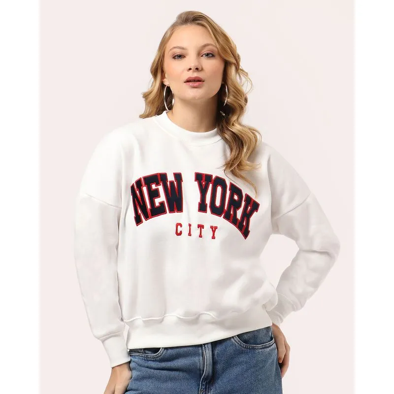 Blusão Moletom Feminino New York Branco P