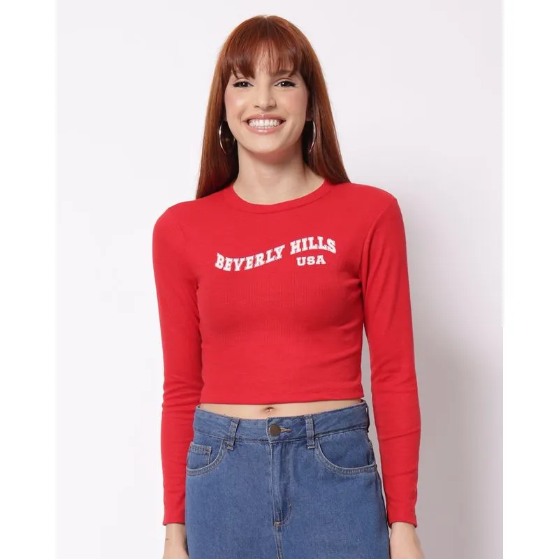 Blusa Cropped Feminina Canelada Beverly Hills Vermelha M