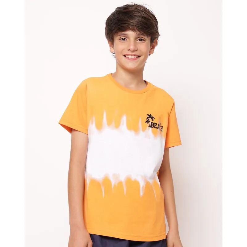 Camiseta Juvenil Algodão Estampa Degradê Laranja 14