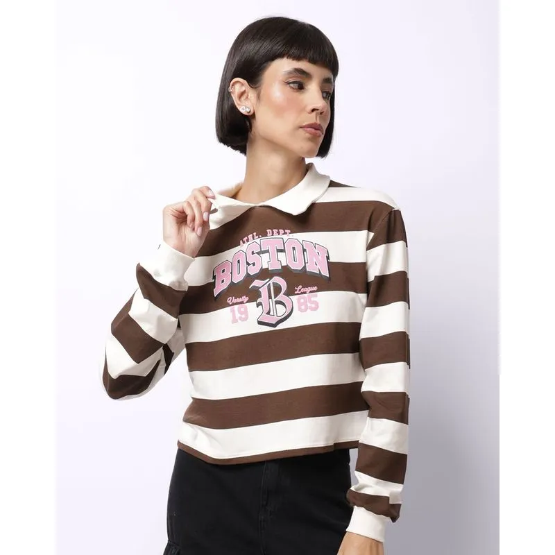 Blusa Polo Feminina Listrada Boston Manga Longa Off White G