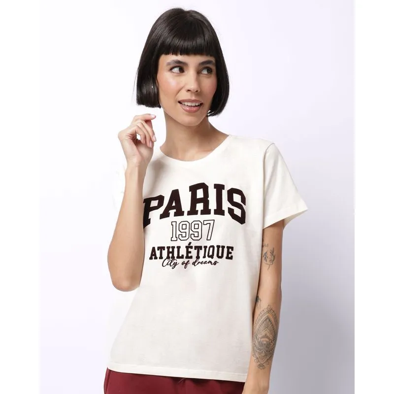 Camiseta Feminina Algodão Estampa Paris 1997 Off White GG