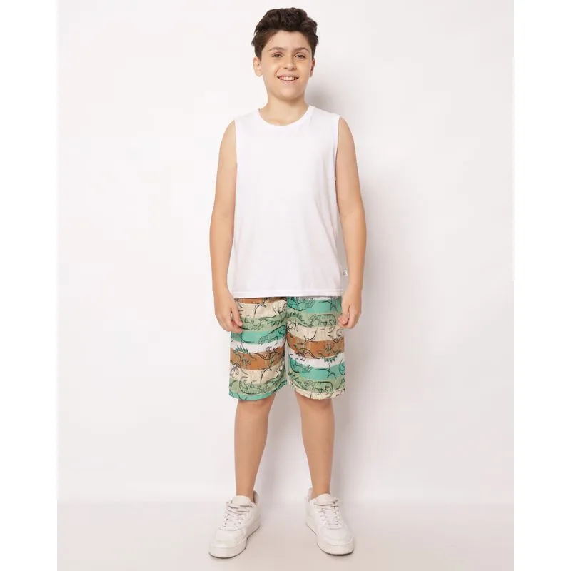 Bermuda Juvenil Microfibra Estampada Verde 16