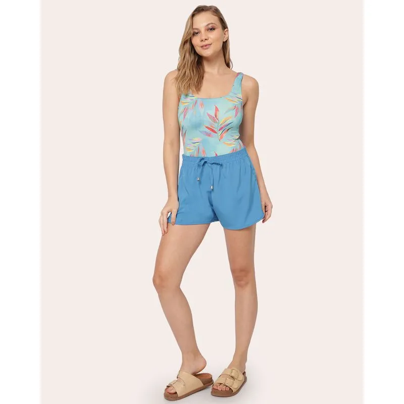 Saída De Praia Short Feminino Azul M