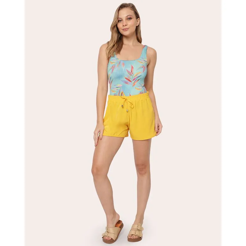 Saída De Praia Short Feminino Amarelo G