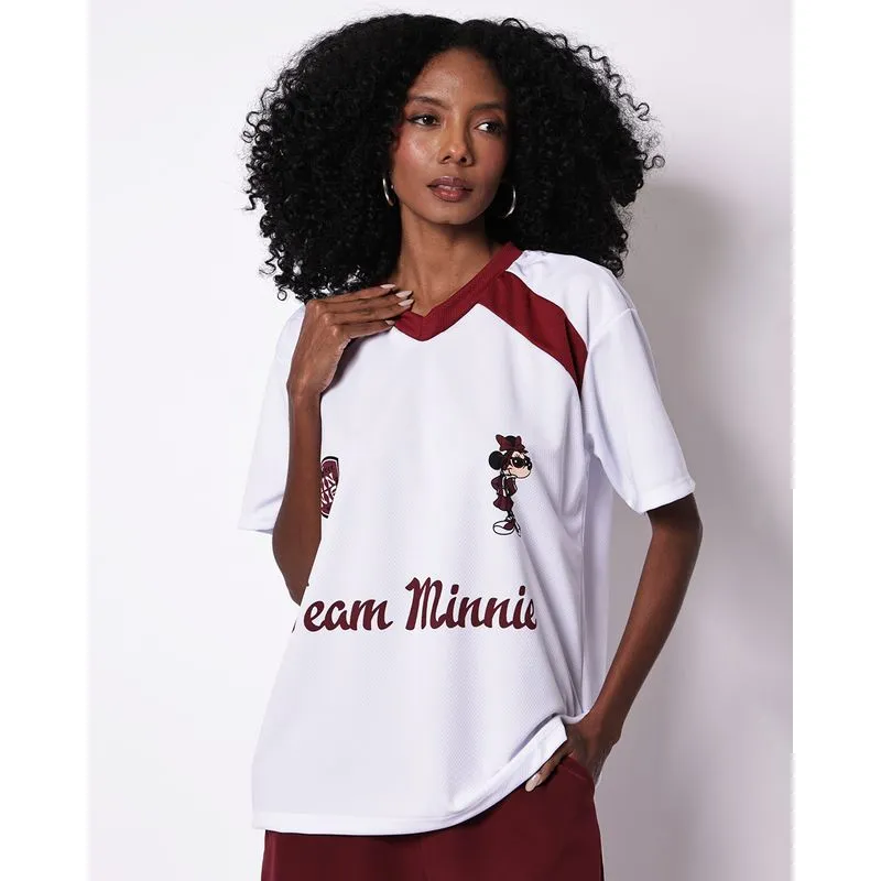 Camiseta Feminina Oversized Minnie Disney Branca GG