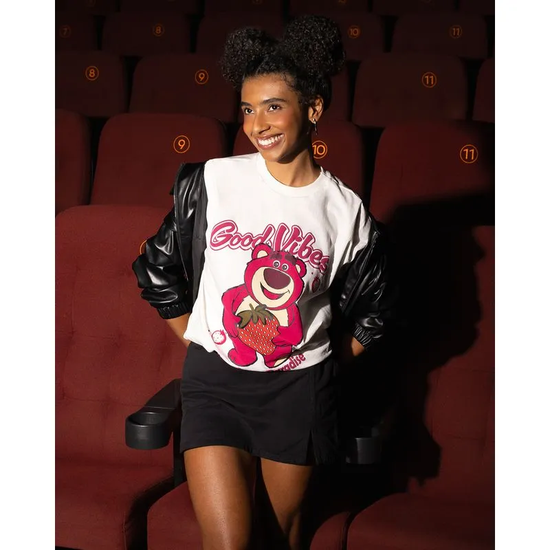 Camiseta Feminina Oversized Algodão Lotso Off White G