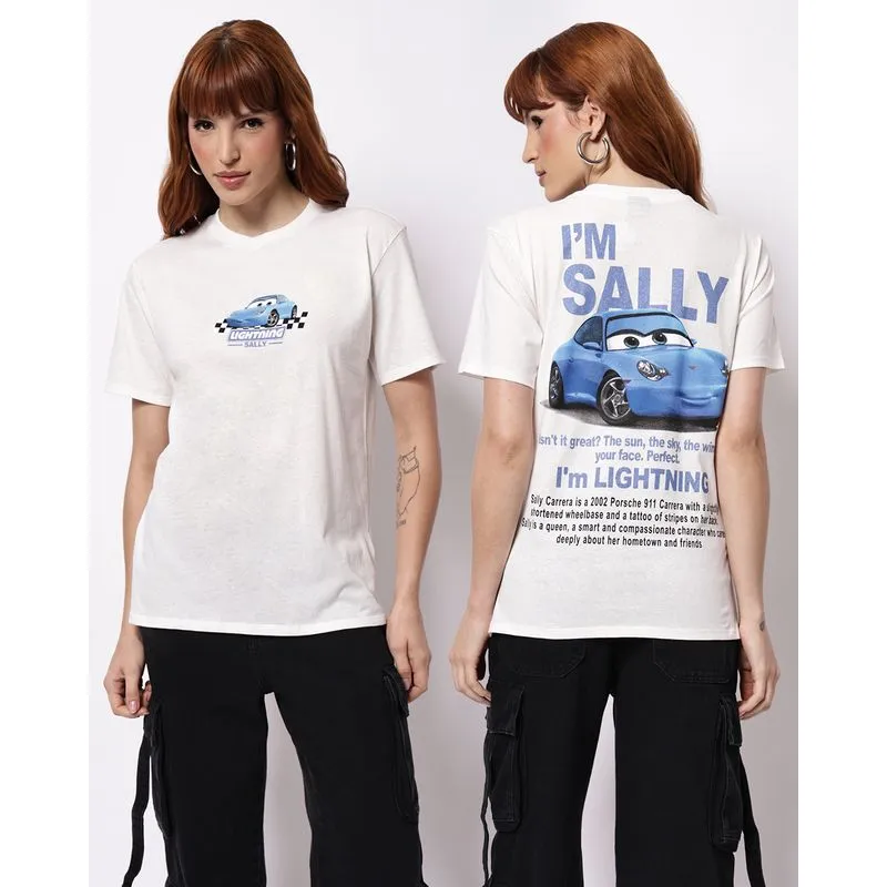 Camiseta Feminina Oversized Estampa Frente e Costas Carros Off White G
