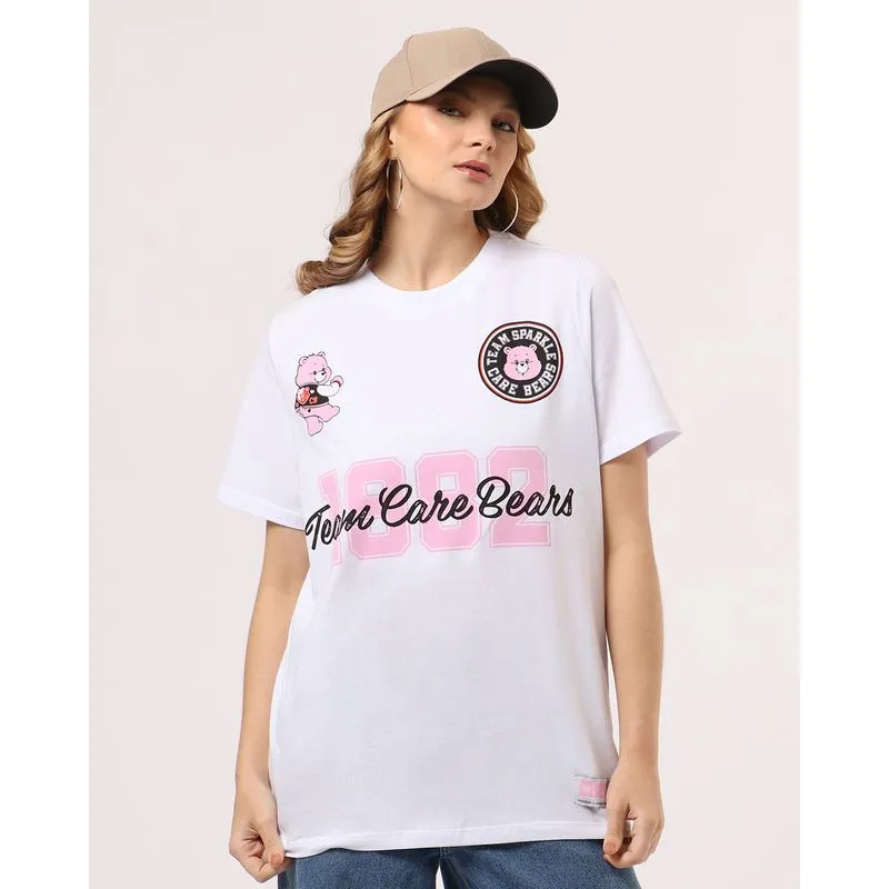 Camiseta Feminina Oversized Ursinhos Carinhosos Branca XG