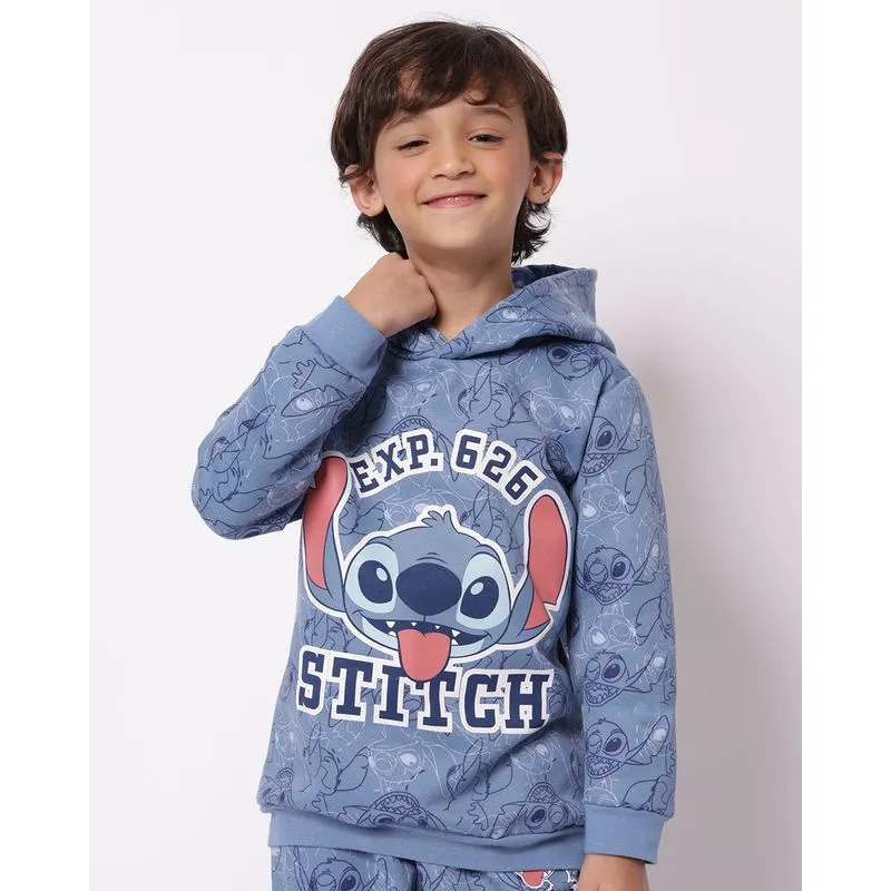 Blusão Moletom Infantil com Capuz Disney Stitch Azul 8