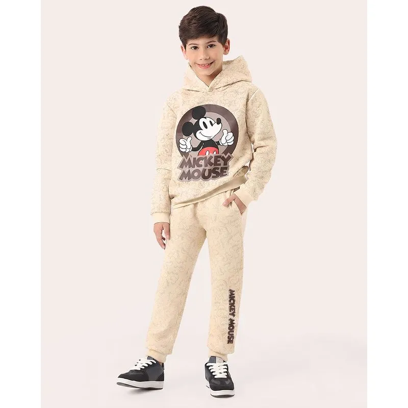 Calça Moletom Infantil Estampada Disney Mickey Bege 6
