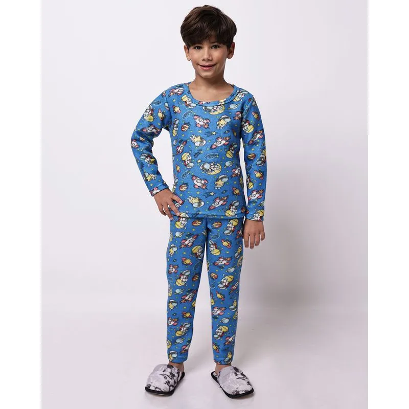 Pijama Longo Infantil Soft Estampado Astronauta Azul 8