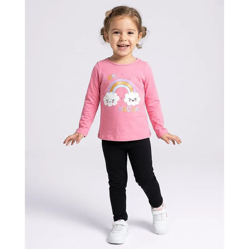 Camiseta Bebê Estampa Arco-íris Manga Longa Rosa 2