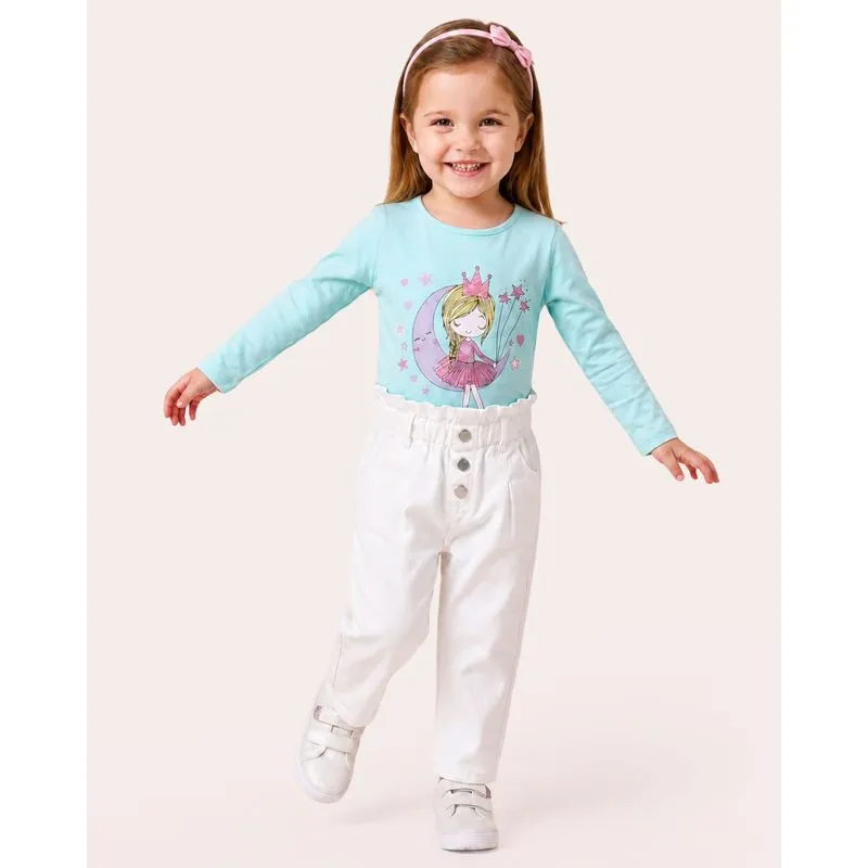 Blusa Bebê Manga Longa Estampa Princesa Verde 2