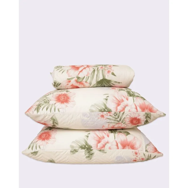 Kit Colcha Casal Queen 3 Peças Arte & Cazza Estampada Floral Bege UN
