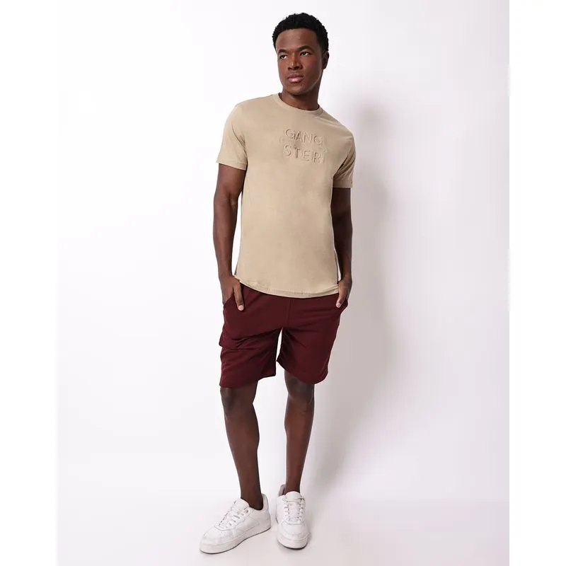 Bermuda Moletom Masculina Reta com Bolsos Vinho P