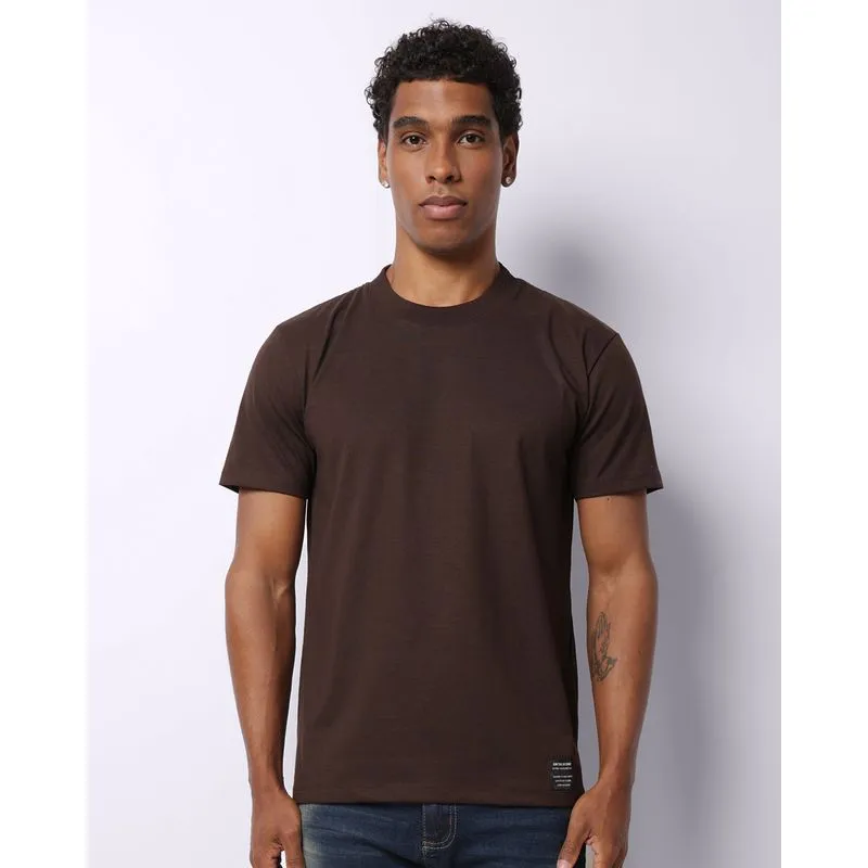 Camiseta Masculina Básica Manga Curta Marrom PP