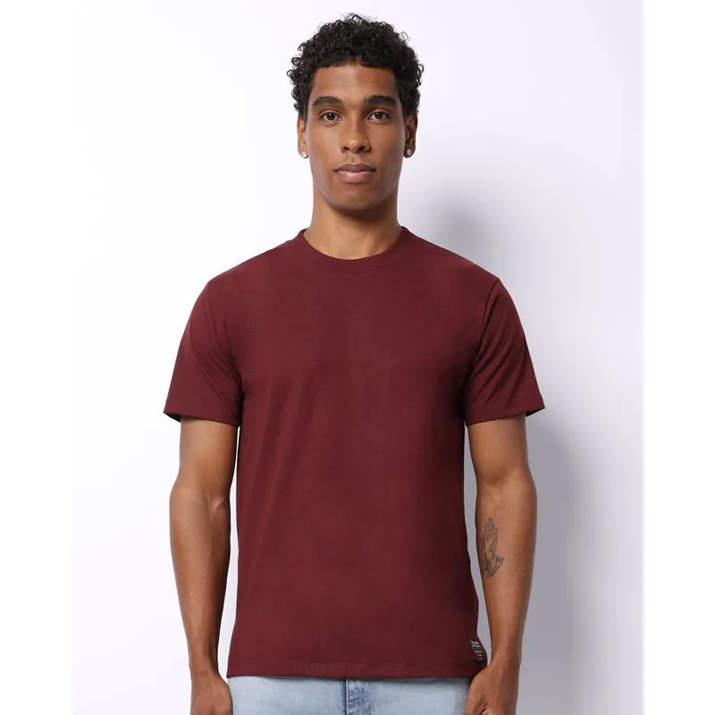 Camiseta Masculina Básica Manga Curta Vinho M