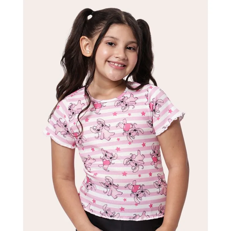 Blusa Infantil Canelada Estampada Listrada Angel Rosa 4