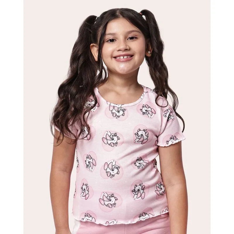 Blusa Infantil Canelada Disney Estampa Marie Rosa 10