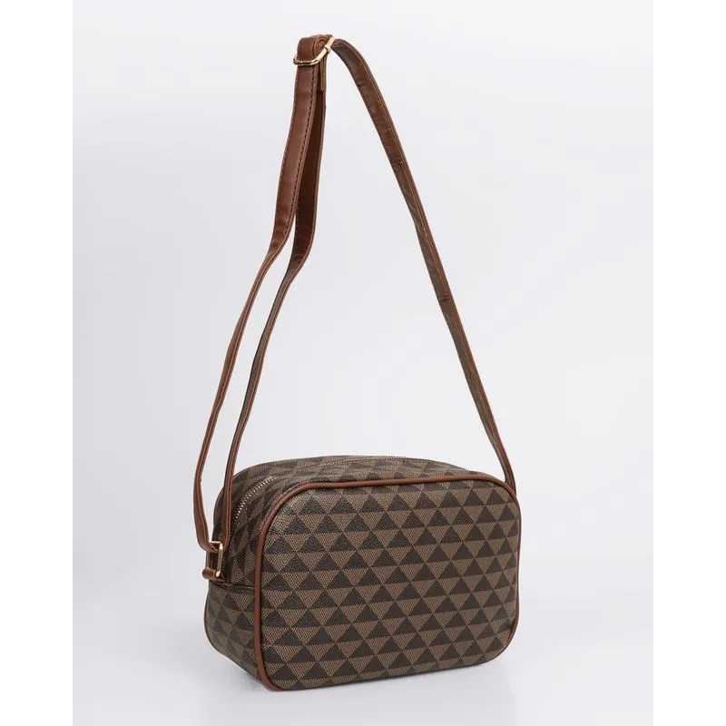 Bolsa Feminina Transversal Ajustável Monograma Marrom UN