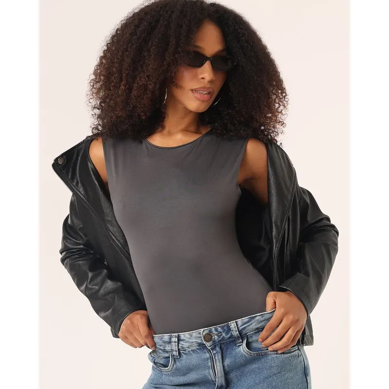 Body Feminino Regata Sem Costura Cinza G