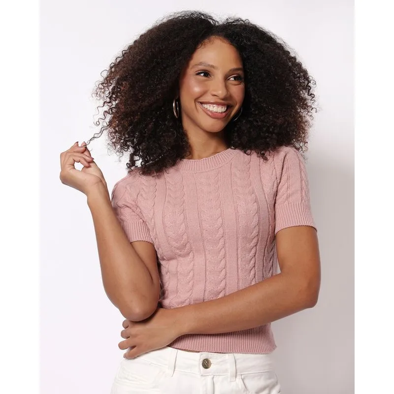 Blusa Feminina Tricô Rosa P