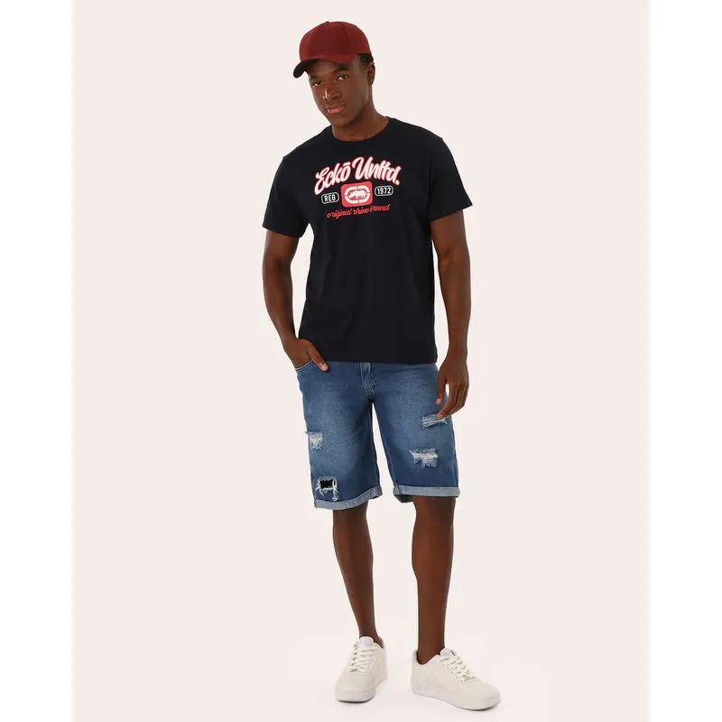 Bermuda Jeans Masculina Reta Destroyed com Bolsos Azul 42