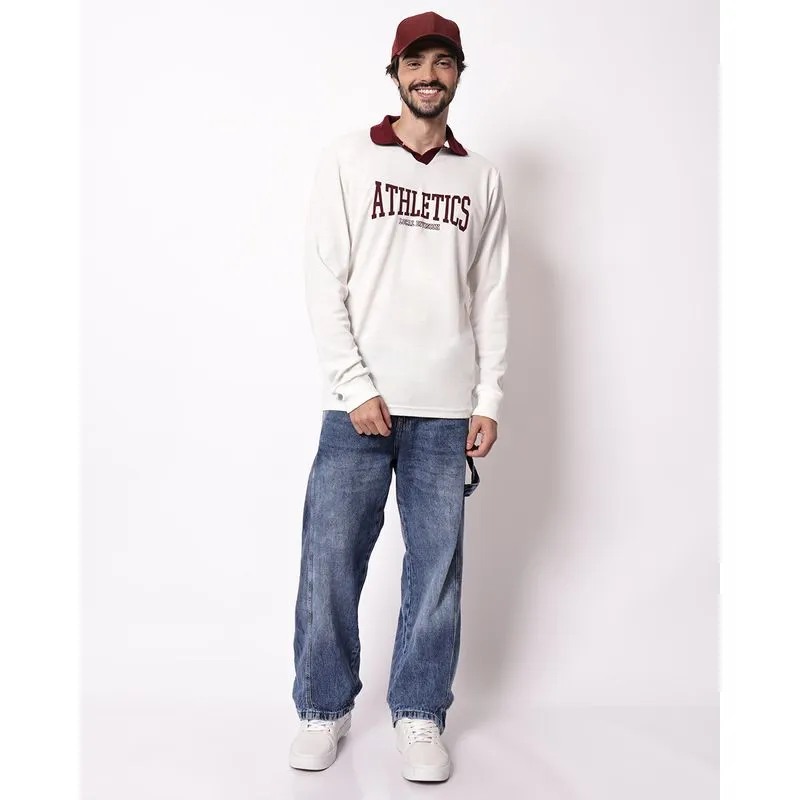 Calça Jeans Masculina com Bolsos Recortes Azul 46