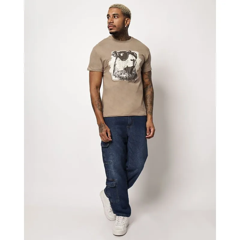 Calça Jeans Masculina com Bolso Cargo Unilateral Azul 50
