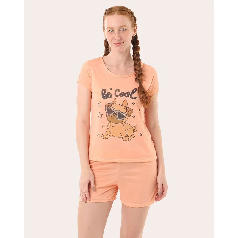 Pijama Feminino Curto com Estampa Laranja GG