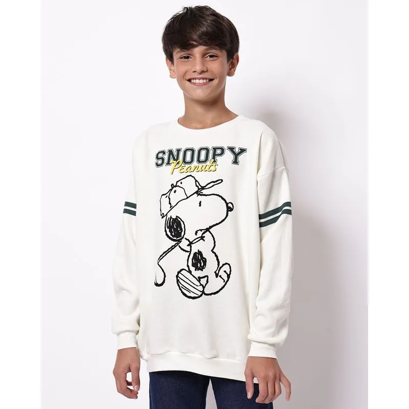 Blusão Moletom Juvenil Snoopy Off White 10