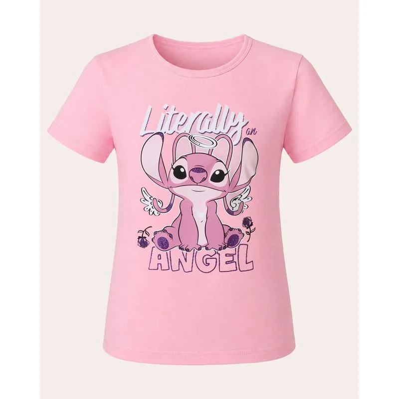 Camiseta Juvenil Algodão Disney Angel Rosa 4