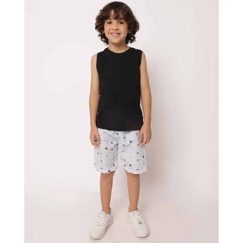 Bermuda Infantil Microfibra Estampada Azul 8