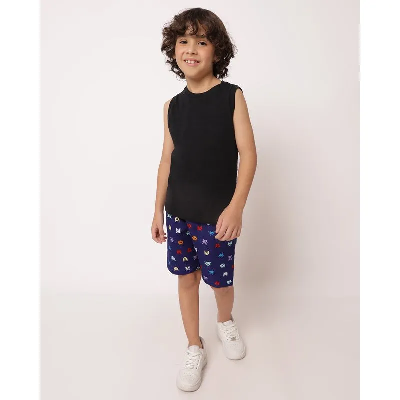 Bermuda Infantil Microfibra Estampada Marinho 8