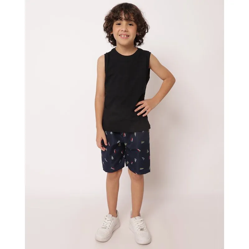 Bermuda Infantil Microfibra Estampada Marinho 4