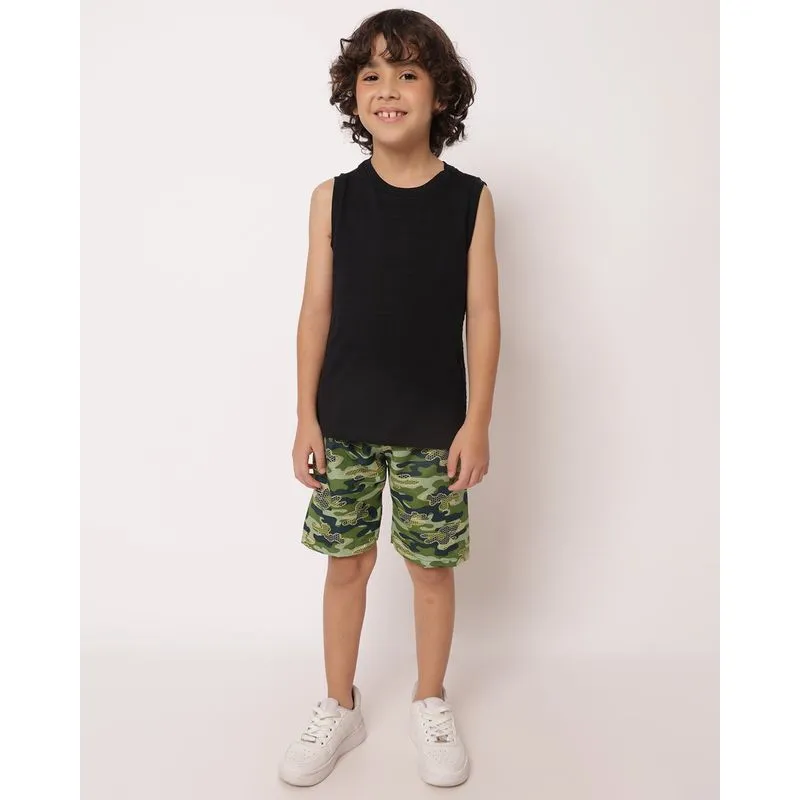 Bermuda Infantil Microfibra Estampada Verde 8