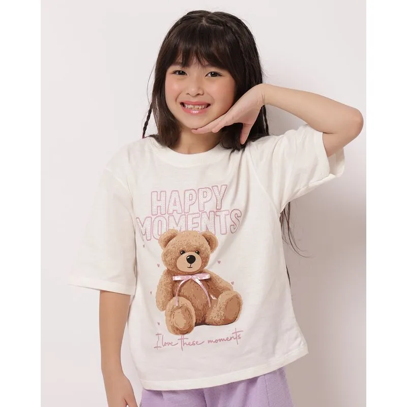 Camiseta Infantil Algodão Estampa Urso Off White 10