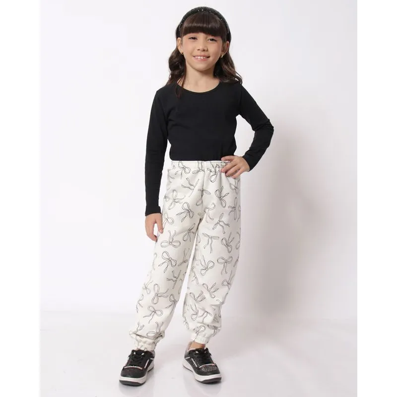 Calça Moletom Infantil Estampada Laços Off White 16