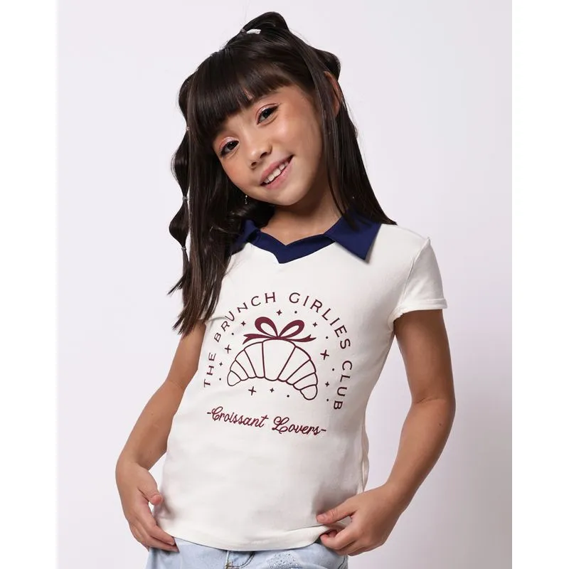 Blusa Polo Infantil Estampada Croissant Off White 10
