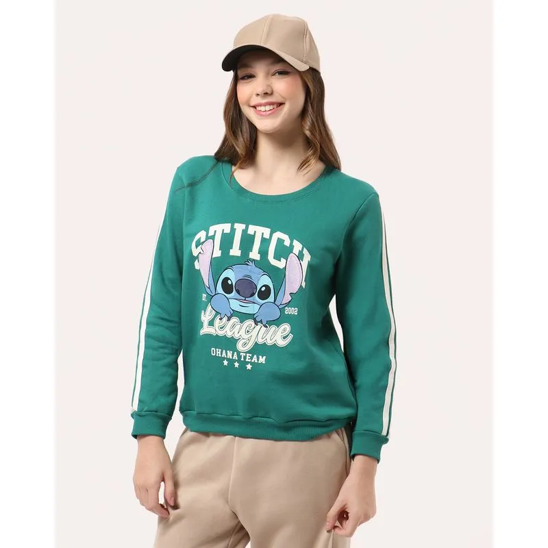 Blusão Moletom Juvenil Algodão Disney Stitch Verde 14