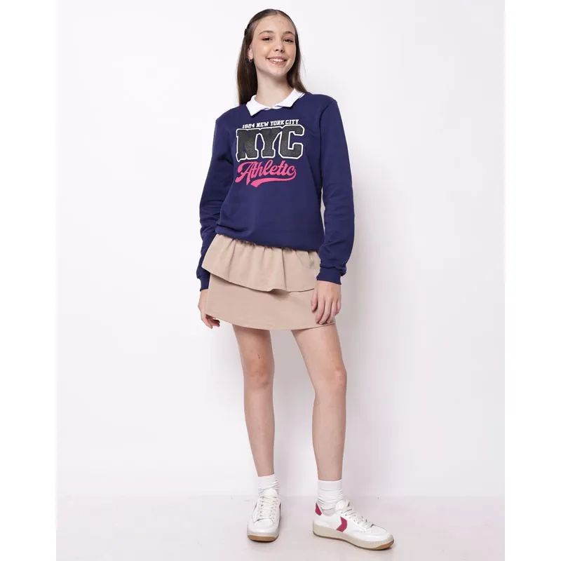 Short Saia Juvenil Babados Bege 6