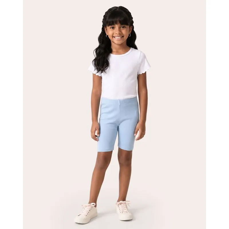 Bermuda Infantil Ciclista com Cós Elástico Azul Claro 4