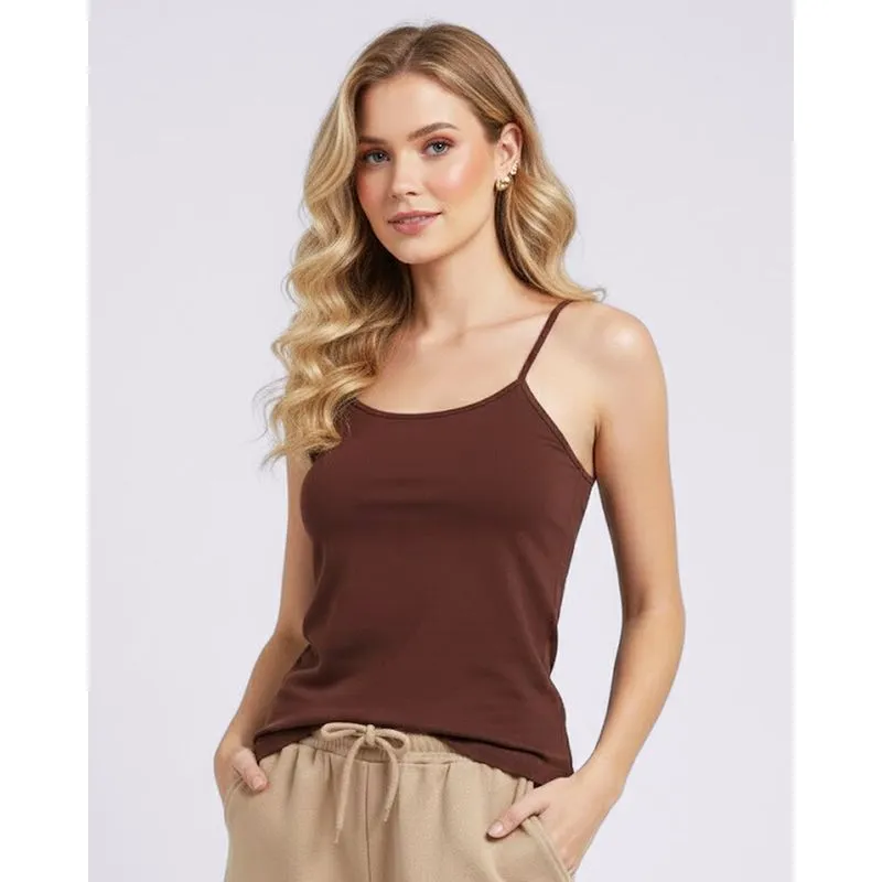 Blusa Feminina Alcinha Básica Marrom GG