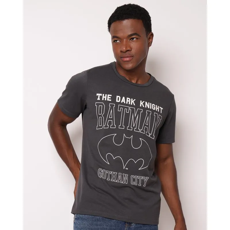 Camiseta Masculina Texturizada Estampa Batman Cinza XGG