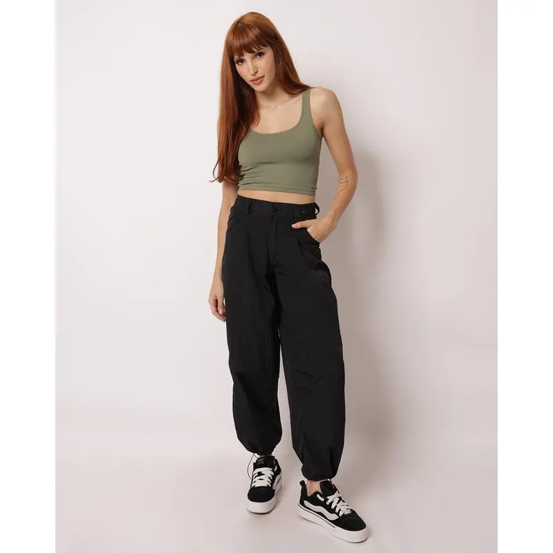 Calça Feminina Poliamida com Bolsos Preta G